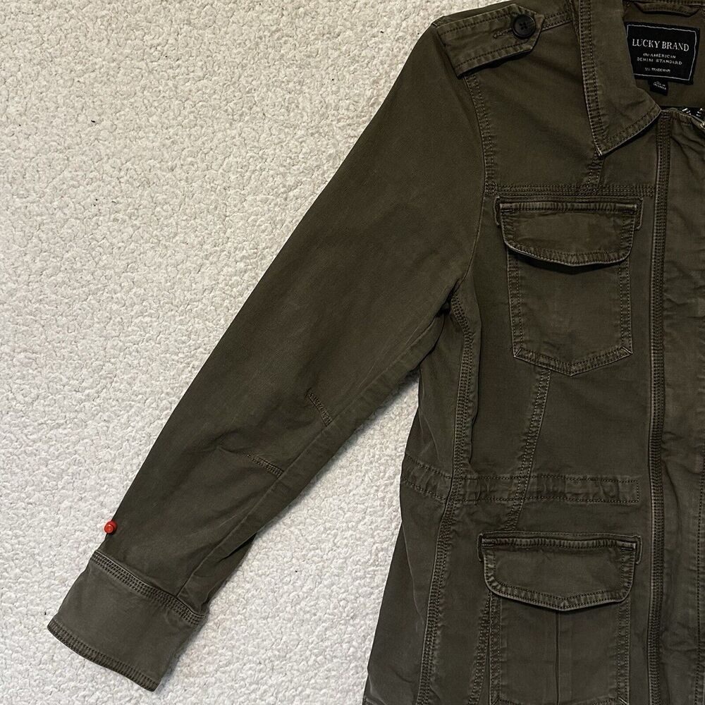 LUCKY BRAND Olive Utility Jacket Womens S Zipper & Snap Close Multi-pocket - Picture 12 of 16